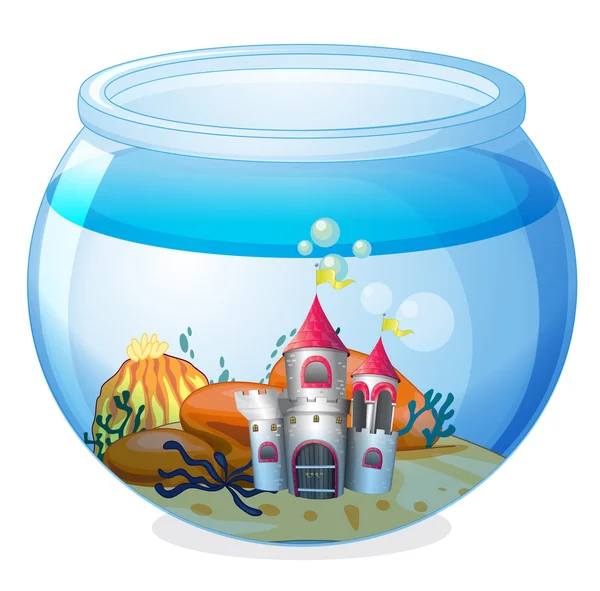 A castle inside an aquarium — Stock Vector