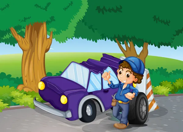A car crashed near the big trees — Stock Illustration A car crashed near the big trees Royalty Free Stock Vectors
