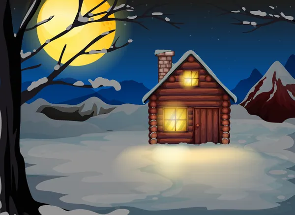 A wooden house in a snowy area Royalty Free Stock Vectors