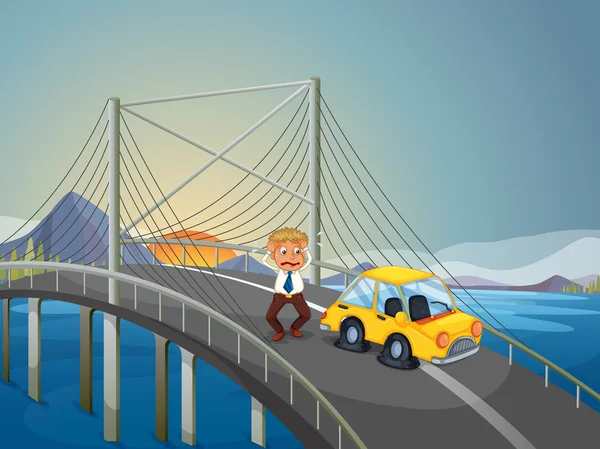A car accident at the bridge Stock Vector