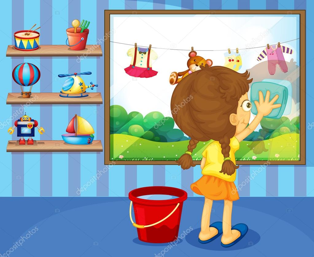 A girl cleaning her window pane Stock Vector Image by ©interactimages #27416339 A girl cleaning her window pane Stock Vector Image by ©interactimages #27416339