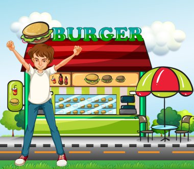 Hamburger standı önünde bir adam