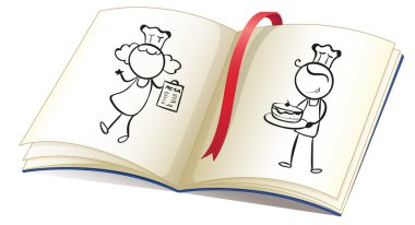 A drawing book with an image of chefs clipart