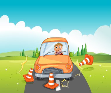trafik konileri darbeleme dikkatsiz sürücü
