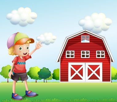 bir çocuk elini barnhouse yakınlarında sallayarak