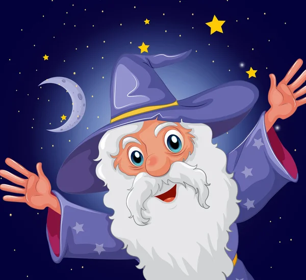 A happy old wizard — Stock Vector