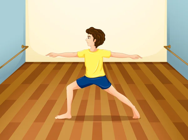 A man performing yoga inside a room — Stock Vector