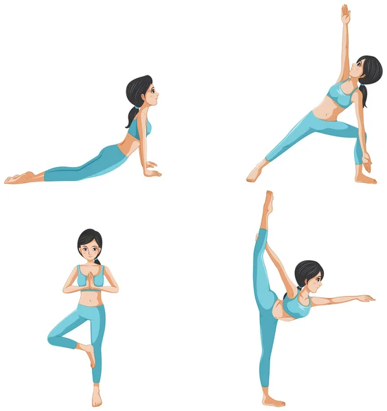 Different positions of yoga — Stock Vector