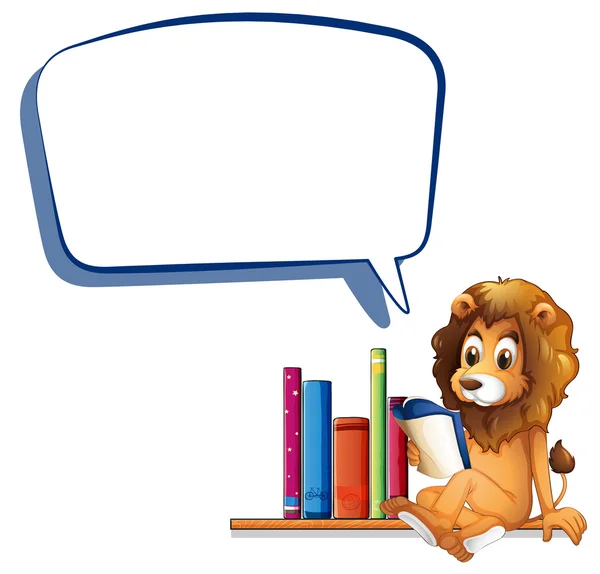 Un lion dans la bibliothèque avec un appel vide — Image vectorielle