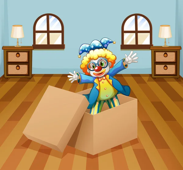 Een clown in de doos — Stockvector