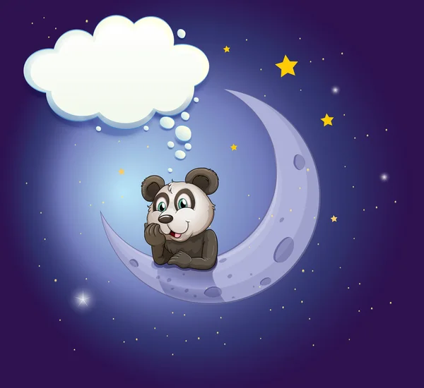 A panda thinking at the crescent moon with an empty callout — Stock Vector