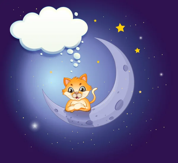 Un croissant de lune avec un chat et un cri vide — Image vectorielle