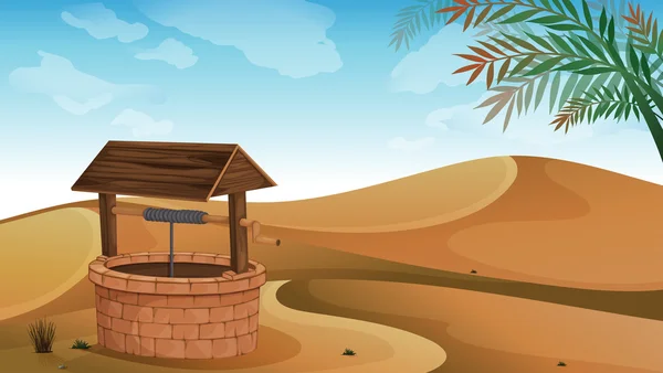 Ein Brunnen in der Wüste — Stockvektor