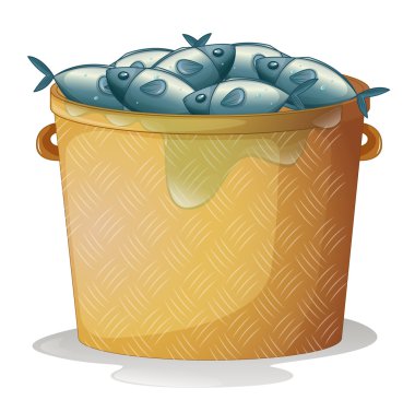 A bucket of fish clipart