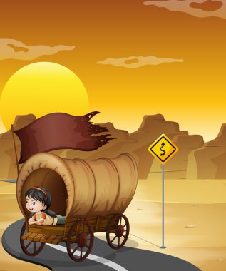 bir kızın Street Vagonun içinde