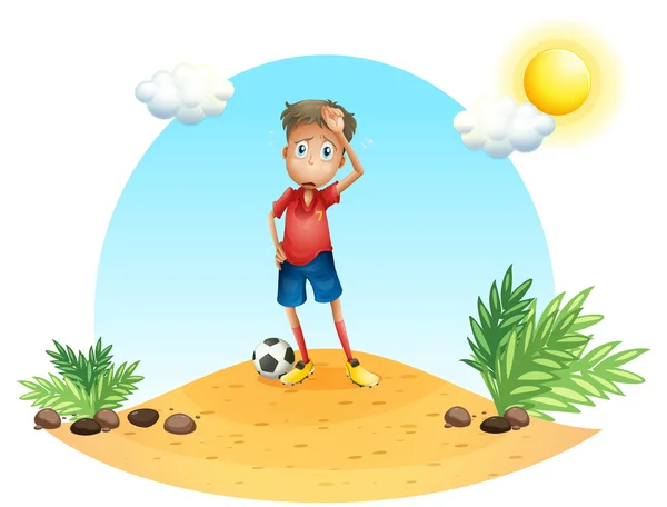 A tired soccer player — Stock Vector