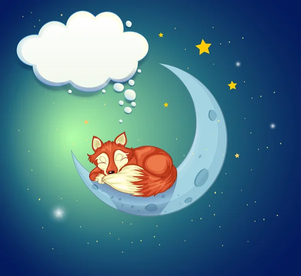 Un renard dormant au-dessus de la lune — Image vectorielle