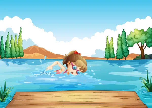 海中游泳的女孩 — 图库矢量图片