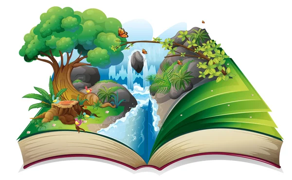 A storybook with an image of the gift of nature — Stock Vector