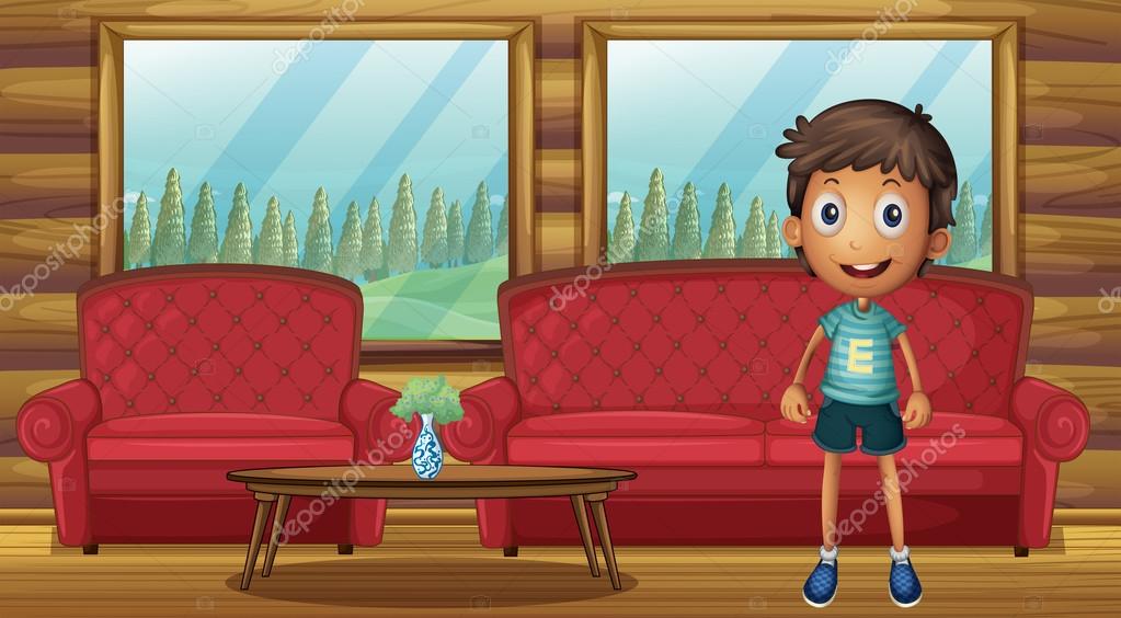 家の中に立っている少年 ストックベクター C Interactimages