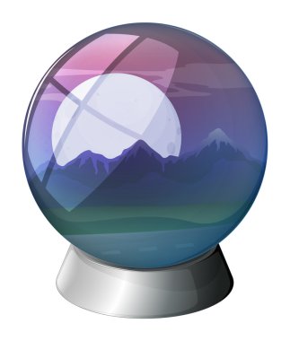 Dolunay ve dağ içinde bir kubbe