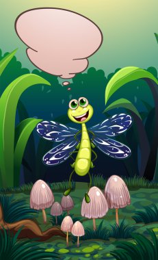 mantar ile boş bir belirtme çizgisi yakınlarında bir yusufçuk