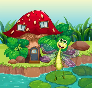 bir dev mantar ev ve bir yusufçuk