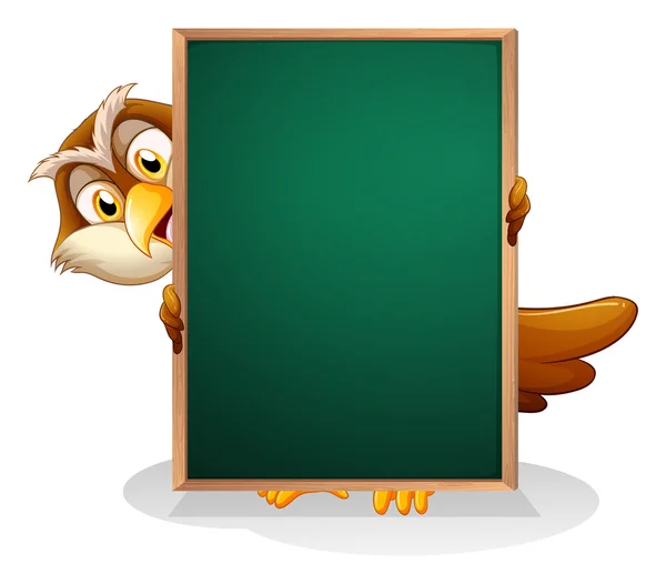 Een uil verbergen aan de achterkant van een schoolbord — Stockvector