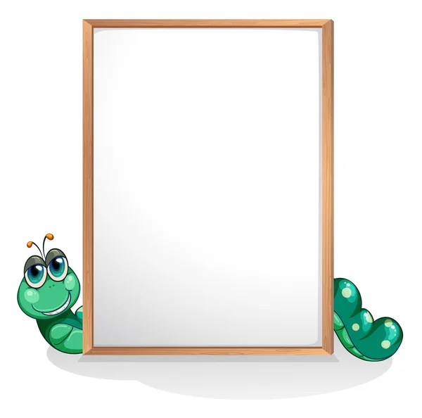 A worm at the back of an empty whiteboard — Stock Vector