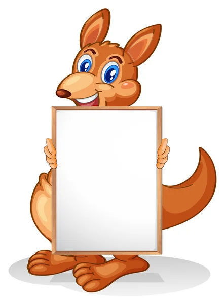 A kangaroo holding an empty whiteboard — Stock Vector