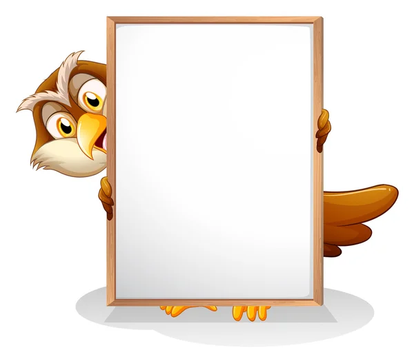 An owl holding an empty board — Stock Vector