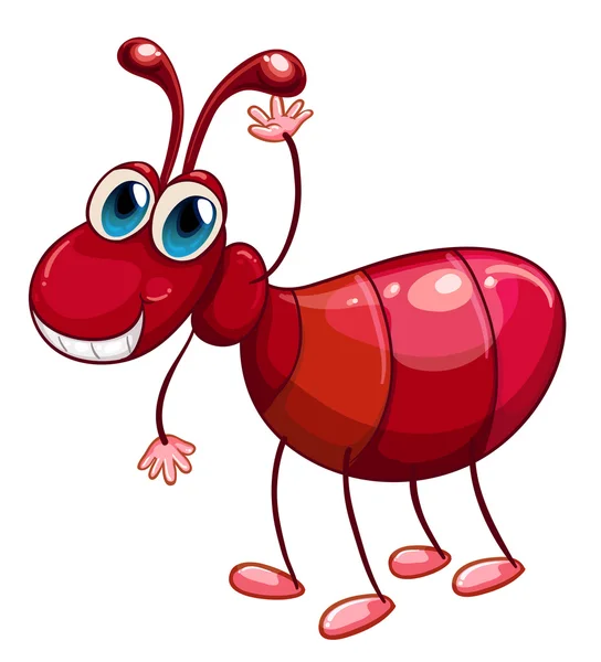 Une fourmi souriante agitant — Image vectorielle