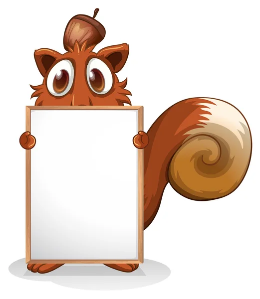Een eekhoorn met een lege whiteboard — Stockvector