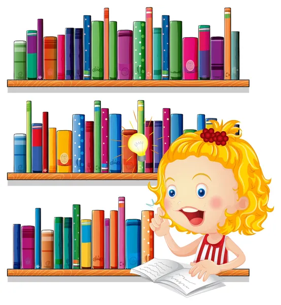 A girl thinking while studying — Stock Vector