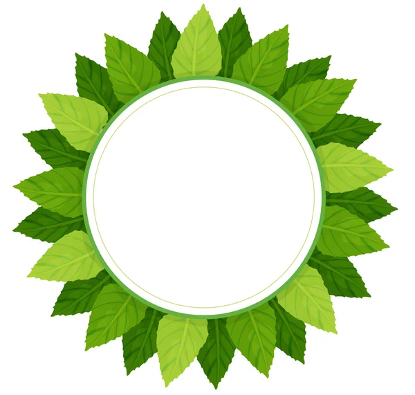 Eine leere runde Vorlage umgeben von grünen Blättern — Stockvektor