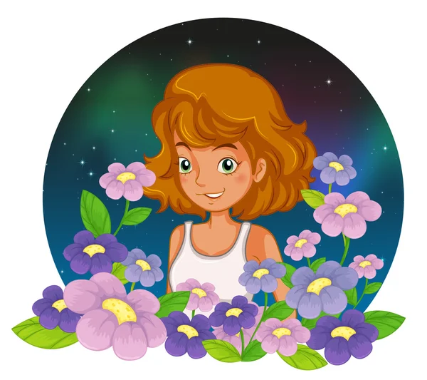 Eine junge Dame im Garten — Stockvektor