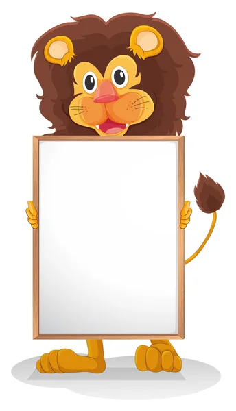 Un león sonriendo sosteniendo una tabla vacía — Archivo Imágenes Vectoriales