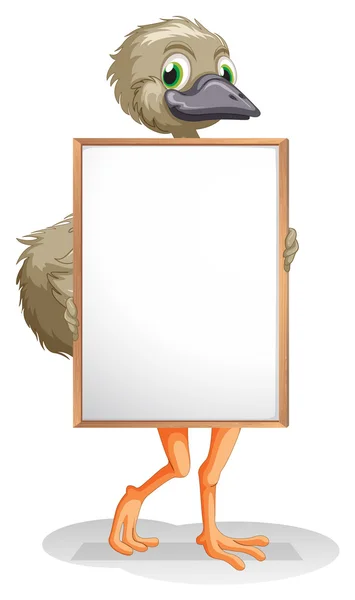 An ostrich holding an empty board — Stock Vector