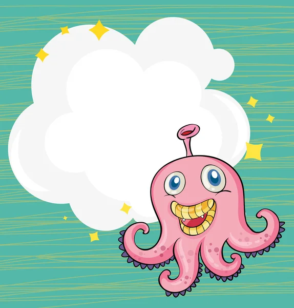 An empty cloud template with an octopus — Stock Vector