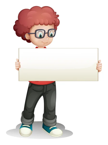 Un garçon tenant une bannière vide — Image vectorielle
