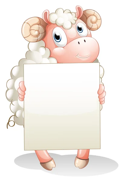 Ένα πρόβατο που κατέχουν ένα άδειο χαρτόνι — Διανυσματικό Αρχείο