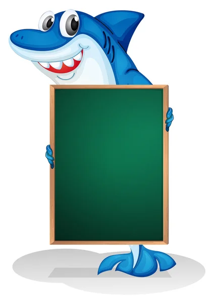 Žralok drží prázdná deska — Stockový vektor