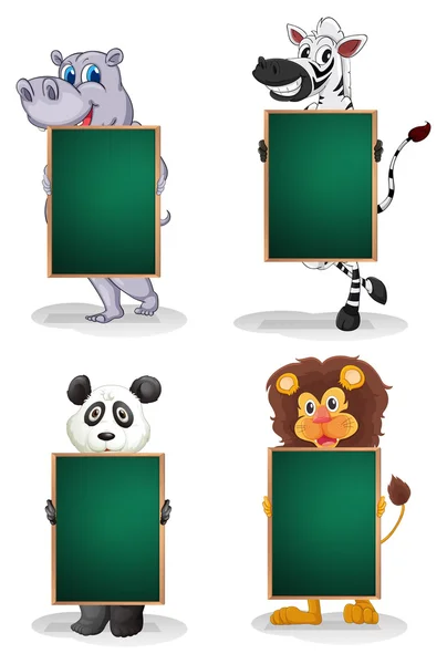 Animals with empty blackboards — Stock Vector