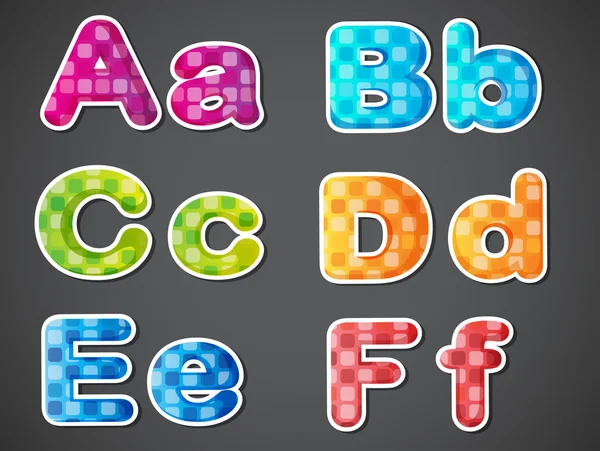 Seis letras coloridas del alfabeto — Vector de stock