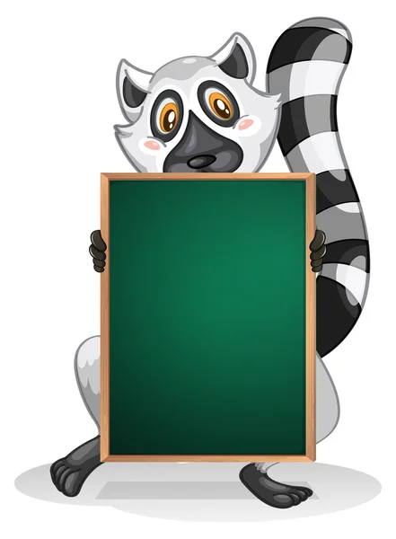 En lemur innehar en tom kartong — Stock vektor