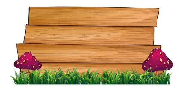 Lege houten borden met champignons aan beide zijden — Stockvector