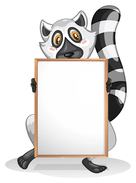 En lemur innehar en tom whiteboard — Stock vektor