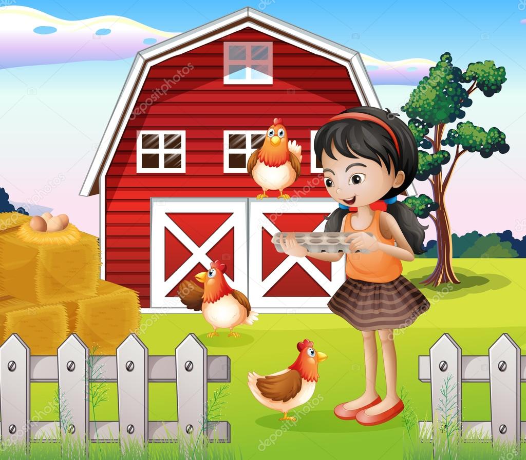A girl with their farm animals
