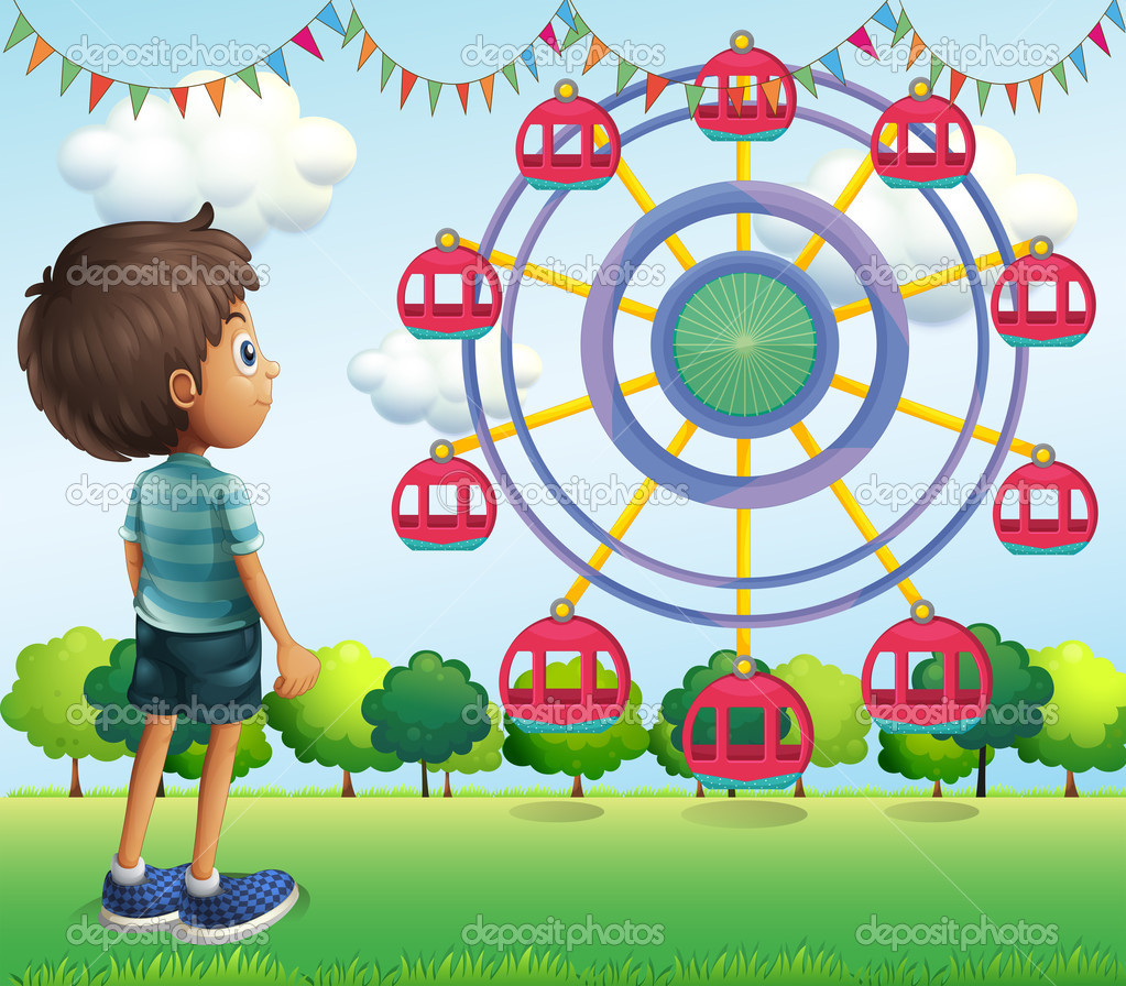 Dönme dolap izleyen bir çocuk Vektörel çizim ©interactimages