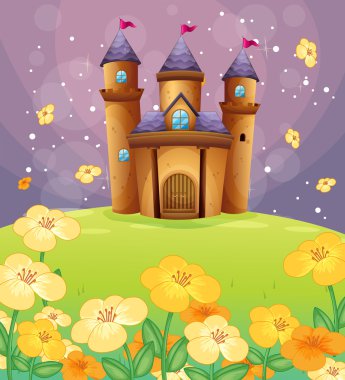 A beautiful castle in the fields clipart